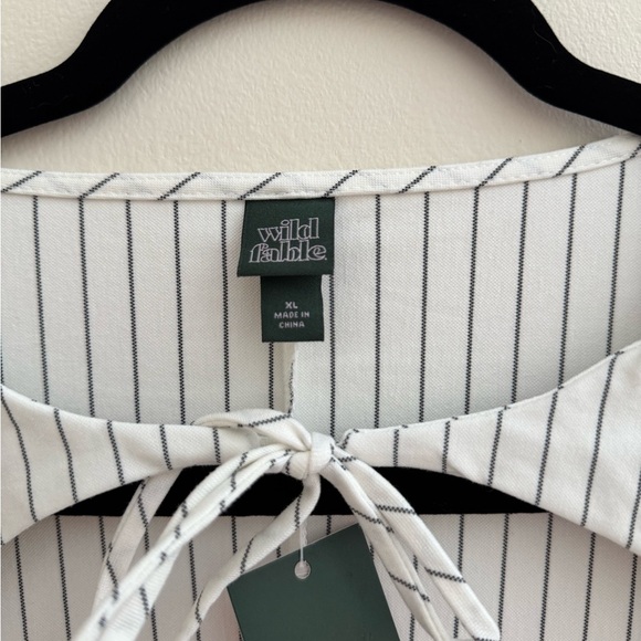 Wild Fable Women’s Short Sleeve Mini Shift Dress NWT Size XL White Black Stripe - Picture 5 of 5